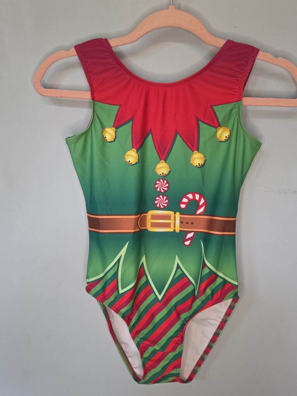 Destira Christmas Elf Costume Gymnastics Leotard Holiday Festive Girls Adult XS